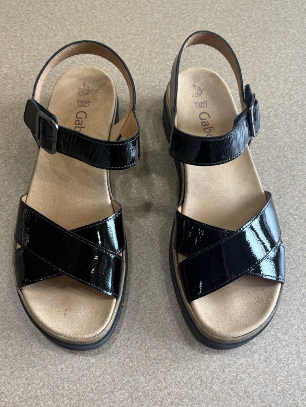 Gabor Women’s Shiny Black Sandals
